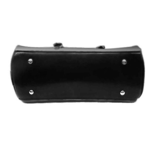 BOLSO BOWLER HECHO A MANO EN EE. UU. CON PATRÓN DE "MONSTRUOS", CON TELA NEGRA BRILLANTE, NUEVO - Imagen 4 de 6