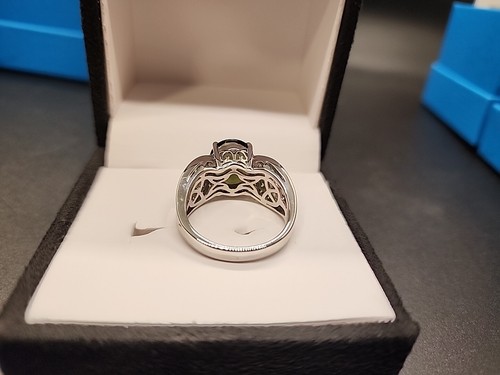 Green Moldavite Rhodium Over Sterling Silver Ring 3.80ctw Size 9 NEW JTV - Picture 6 of 9