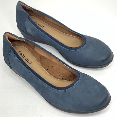 Cobb Hill Women's Wedge Loafers Shoes Size 8.5 Blue Suede