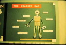 RARE Vtg 35mm slide American Life 1950s 1959 school measure Man display fun