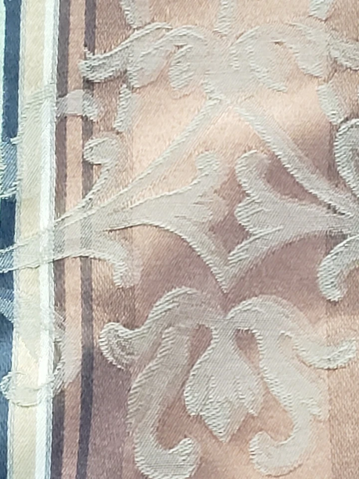 Vintage J C Penney Valance Damask Fringe Rust Gold Green Striped Cream Made USA - Изображение 4 из 4