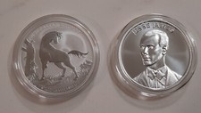 WILD WEST SILVER 2-FER: JESSE JAMES 1 OZ INTAGLIO  + BRUMBY HORSE 1 OZ PERTH MIN