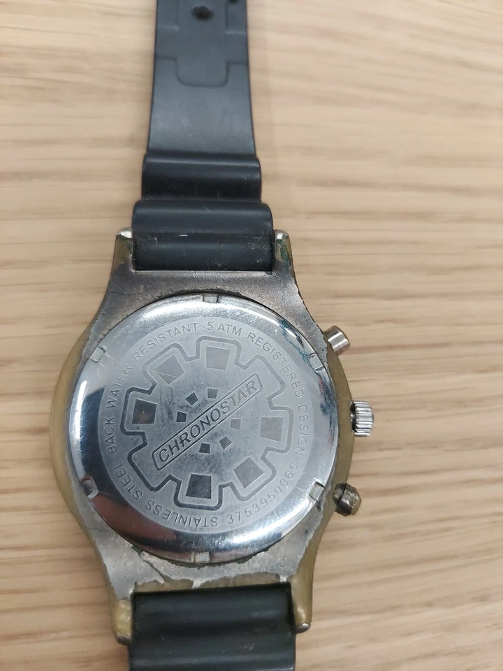Orologio Chronostar Action Cronografo W.R. 5 atm Alluminio Caucciù 38 mm Vintage - Immagine 4 di 4