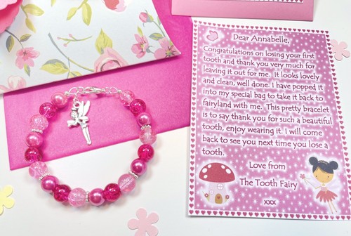 Personalised Tooth Fairy Letter Bracelet Gift Box First Tooth Tooth Fairy - Picture 3 of 6