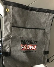 Paradise Found Surf Academy Gray Nylon Drawstring Athletic Carrying Bag