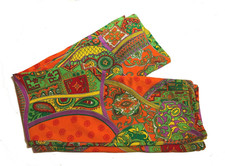 Vintage 60s / 70s crazy psychedelic boho polyester orange multicolor pants MED