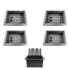 4 Stage Floor Box w/8 XLR Female Mic Connectors  Duplex AC Outlet