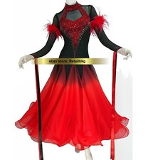  3064 Custom-made Ballroom Modern Smooth Waltz Tango Dance dress with ostrich