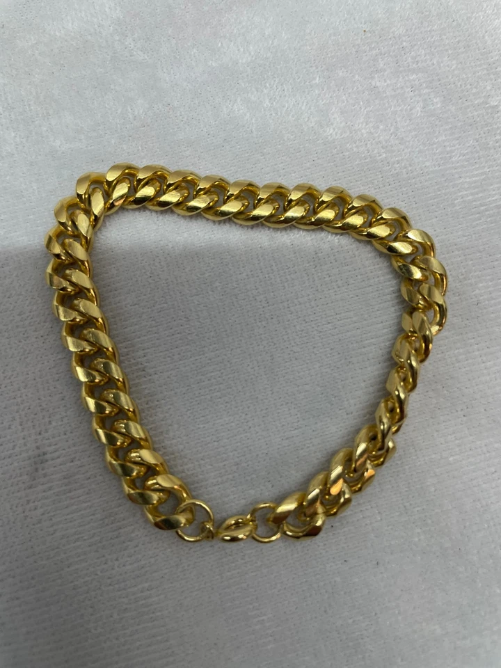 Bracelet Curb Chain Thick Chunky Gold Tone Biker Disco Minimalist 18k Plated Foto 4 de 4
