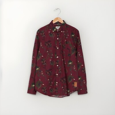 Scotch & Soda Men's Red Tapestry Print Stretch Cotton Button-Up Shirt Size S NWT