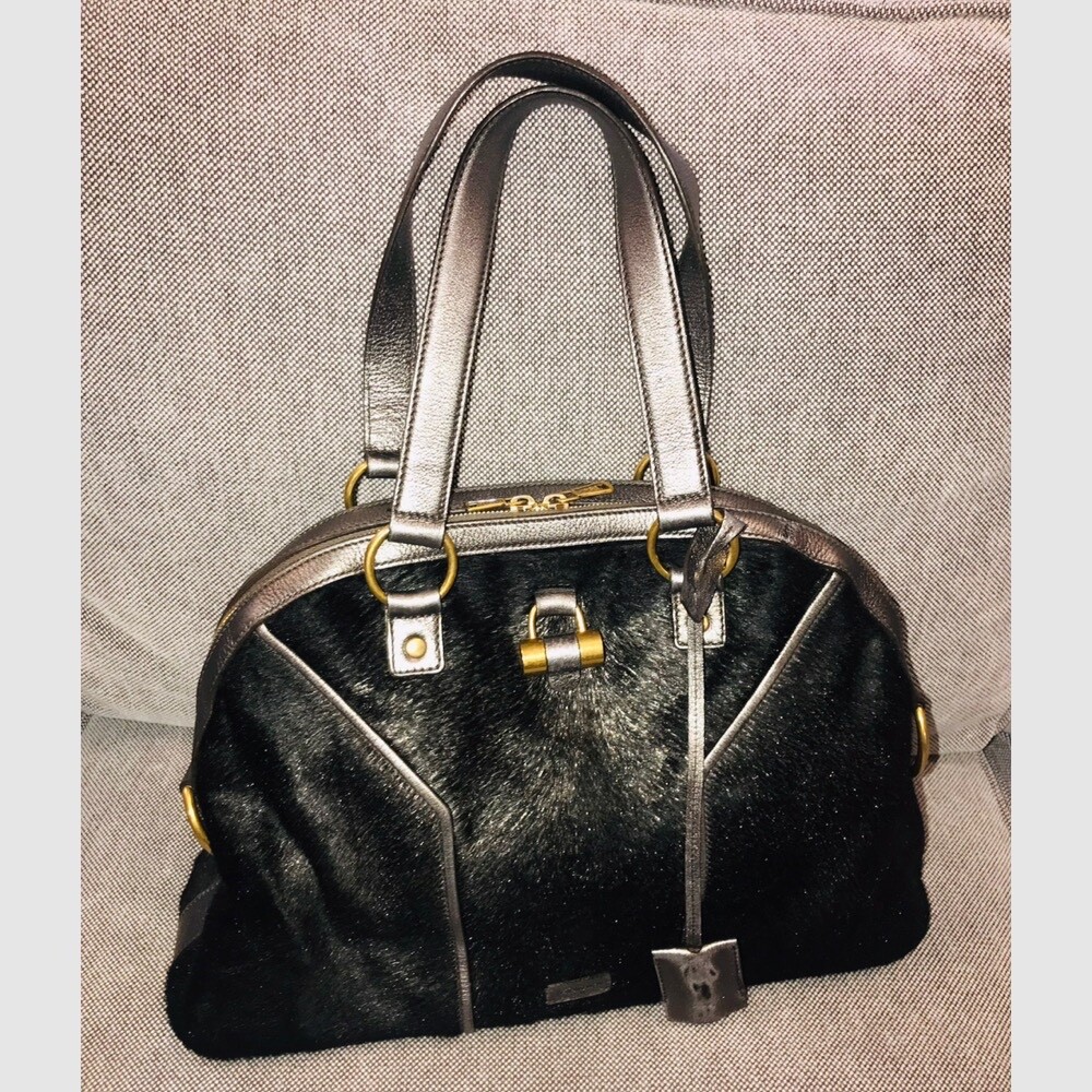 バッグ Yves Saint Laurent SAC Muse Handbags YVES SAINT LAURENT Silver Pony Hair Oversized Muse Bag | eBay