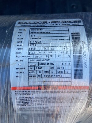 Baldor Motor EHM3154T  1.5hp 3ph 230/460v 1755rpm145T OEM