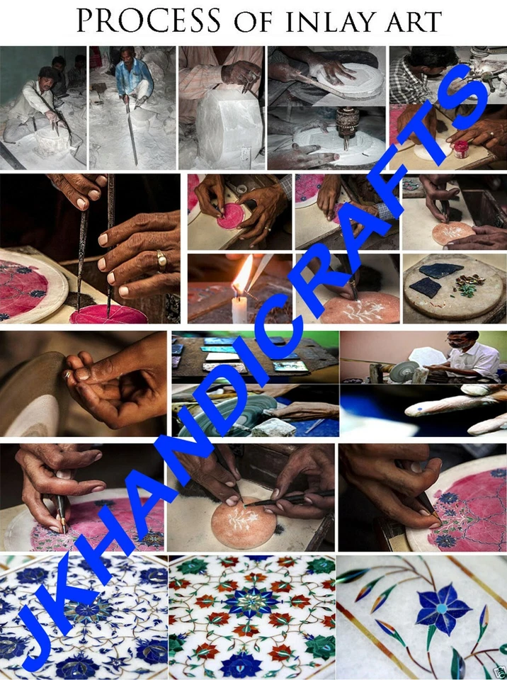 18" X 12" Black Marble Top Coffee Table Beautiful Design Inlay Home Furniture - Image 3 of 3