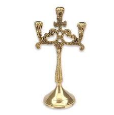 Three-Candle Holder Brass Candlestick - Christian Candelabra