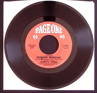VANITY FARE MEGOWD/SUMMER MORNING PAGEONE RECORDS  VG VINYL 45 32-17