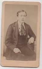 ANTIQUE CDV CIRCA 1870s P.S. WEAVER HANDSOME YOUNG MAN IN SUIT HANOVER PENN.