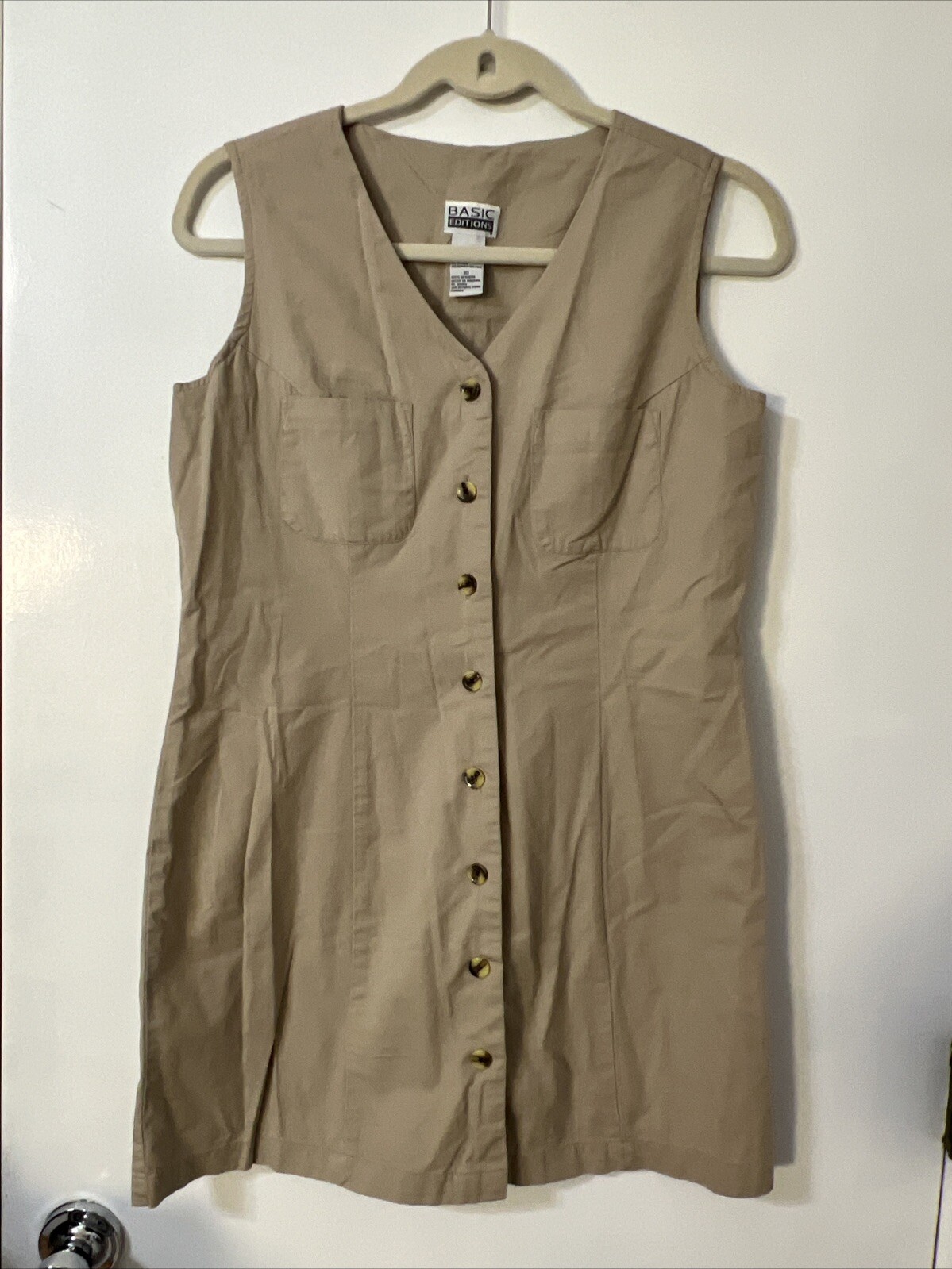 Basic Editions Khaki Cotton Button Down Shirt Dre… - image 1