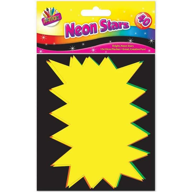 40 Pack Fluorescent Flashes 15x10cm - Retail Price Sign Shop Price Stars Bright