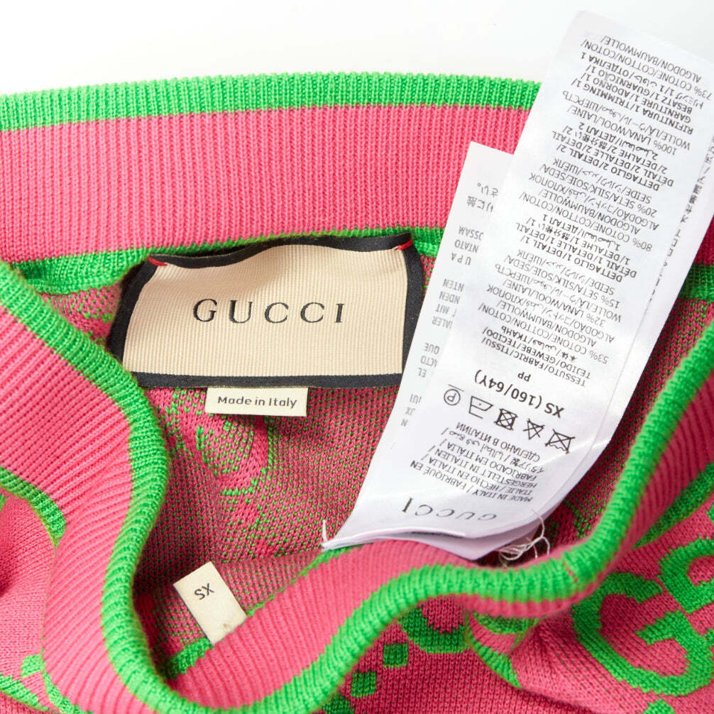 GUCCI Jumbo GG pink green monogram cotton wool silk jacquard GUCCI Jumbo GG pink green monogram cotton wool silk jacquard