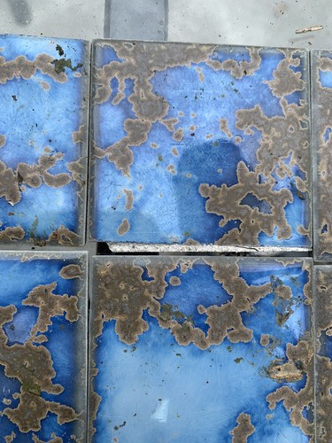 "Azulejos vintage azul claro/dorado marrón diseño 140 piezas envejecidos Japón 3""" - Imagen 7 de 13