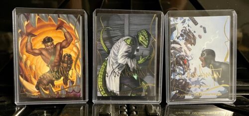 2022 Marvel Masterpieces Gold Signature Series Lot Black Bolt, Lizard, Hercules! - Picture 1 of 2