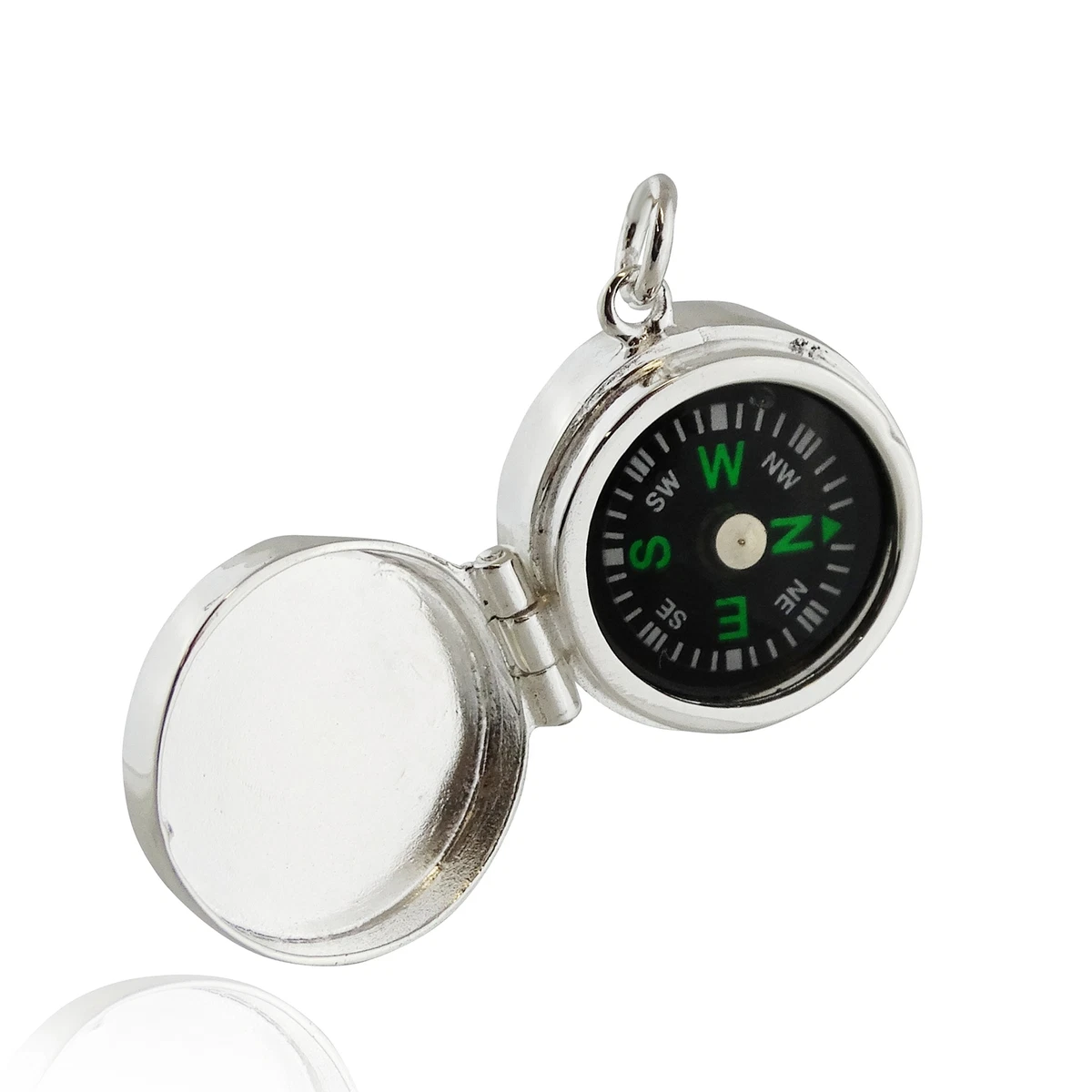 Real Working Compass Locket Pendant 925 Sterling Silver Direction North NEW