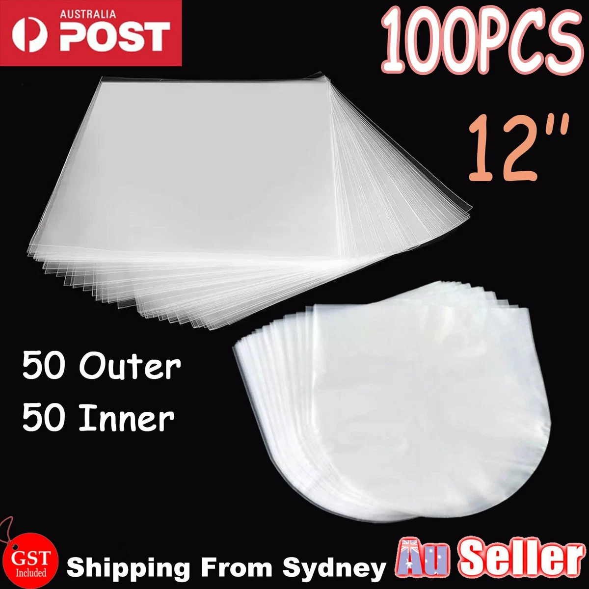 50 LP Outer Plastic Record Cover Sleeve For Vinyl 12'' Album +50 LP Inner Sleeve