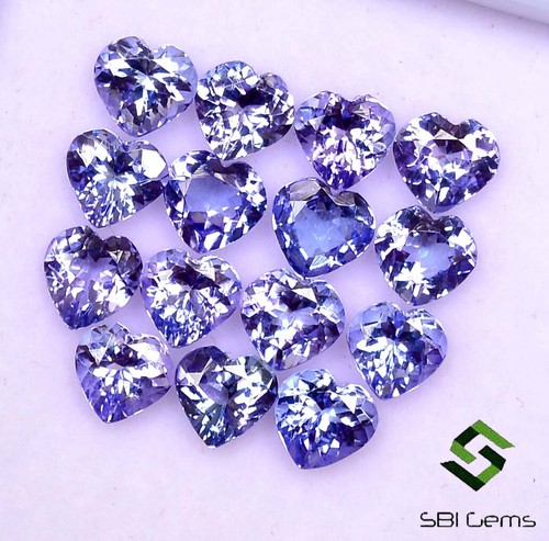 5.91 CTS Natural Tanzanite Heart Shape Cut 5 mm Lot 15 Pcs Calibrated Loose Gems - Picture 4 of 5