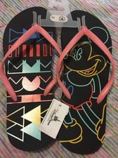 Disney MICKEY MOUSE Womens Flip Flop Sandals Sz 11 Black
