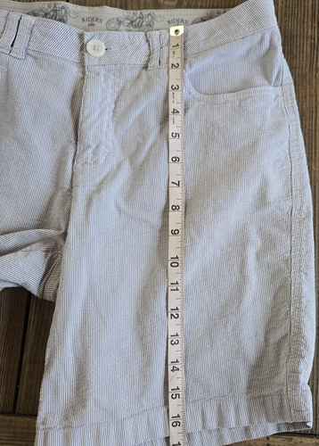 Riders By Lee Womens Shorts Size 12 M Blue White Striped Mid Rise Coastal Beachy - Picture 6 of 7