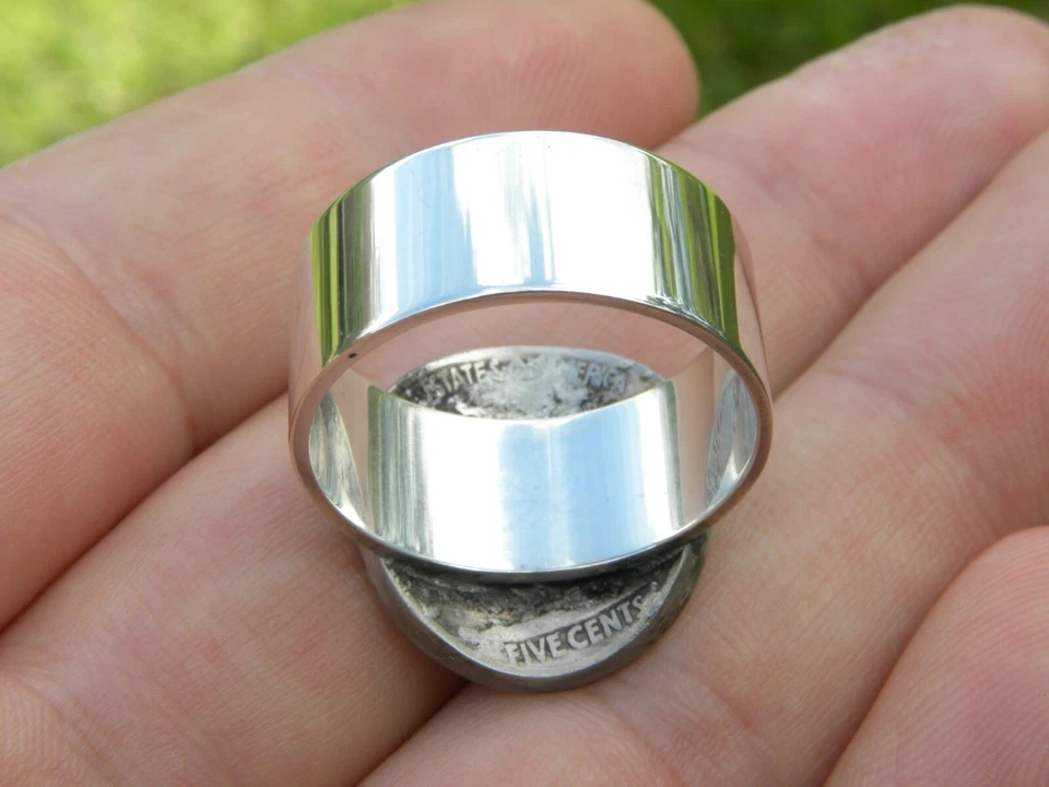 1936 authentic Buffalo Indian Nickel coin signet ring  sterling silver 12 size - Image 4 of 4