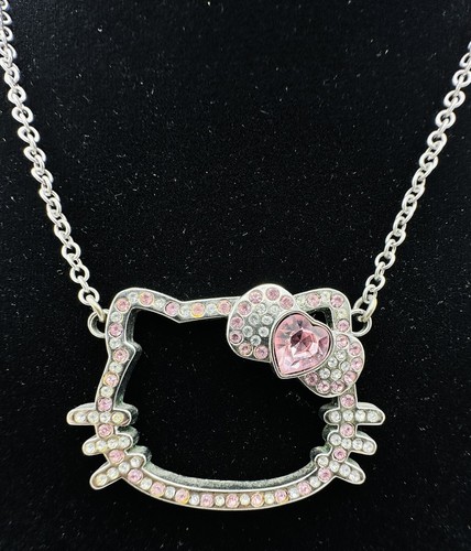 Vintage Sanrio Hello Kitty Necklace Light Pink And Clear Crystals