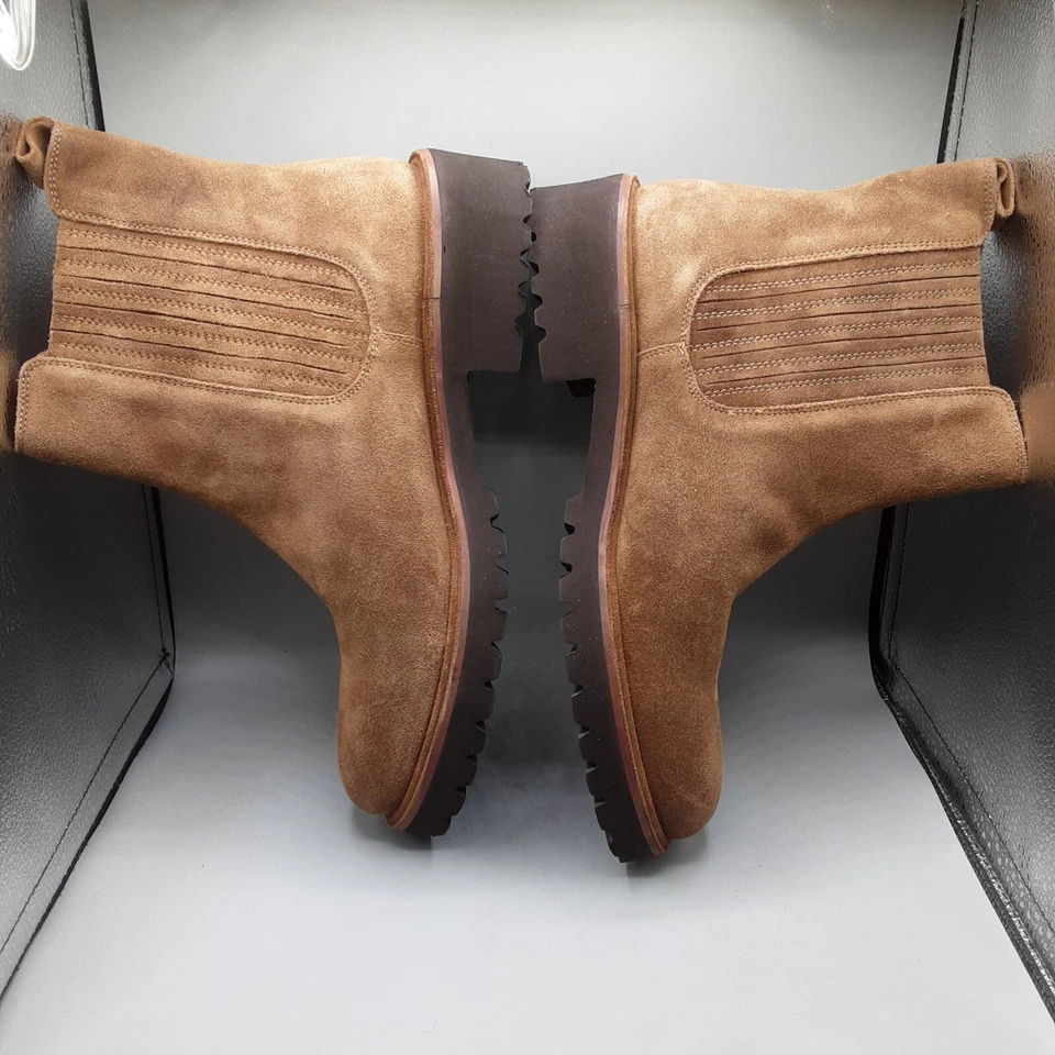 Сейшельские острова ботинки кешью женщин 10 М коричневый коньяк замши лодыжки - Изображение 3 из 4