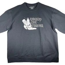 Size L - Assholes*s Live Forever 'Skull & Bottle' Black Crewneck Sweatshirt