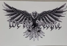 BLK / WHT Front Facing Wing out American Flag Eagle WE THE PEOPLE Decal Sticker