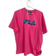 $40.00 Fila Magic Line Graphic L Pink Spellout T-Shirt Short Sleeve Cotton NWT