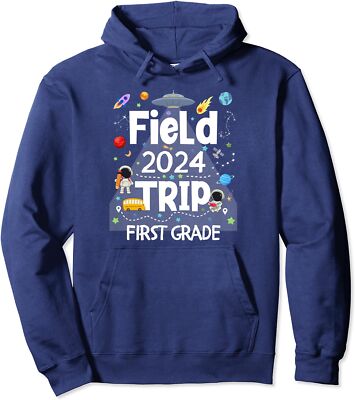 Funny Field Trips 2024 First Grade Crew Students Unisex Hooded Sweatshirt