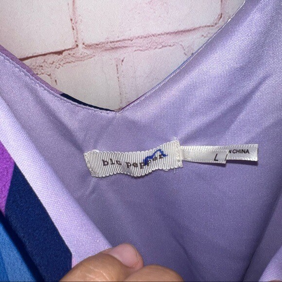 Blu Pepper Rainbow Pride Stripe Flowy Chiffon Dress L Gem