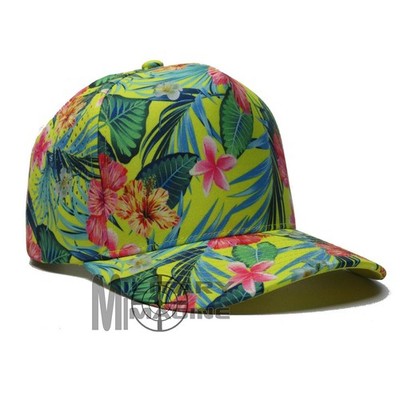 Hawaiian Baseball Color Yellow Floral Cap Hat Tropical Aloha Adjustable Snapback