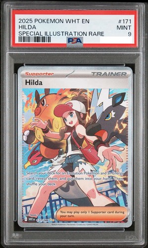 Psa 9 Hilda Trainer White Flare Holo Full Art SV 171/086 Pokemon TCG