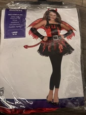 Daredevil Devil Halloween Costume Wings Tail Horns, Size Lg 12-14