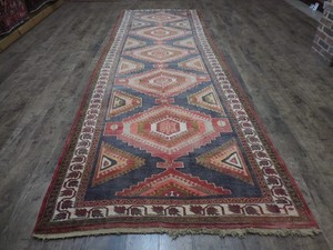 Anatolian Vintage Turkish Rug HandMade Turkish Tribal Geometric Rug 4.7x13.8 Ft