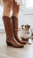 Women Fashion Boot Bracelet Gold Metal Chain Anklet Shoe Charm Black String SET