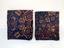 Vintage Ralph Lauren Brentford Jewel Cotton Sateen Pillow Shams Navy Blue KING