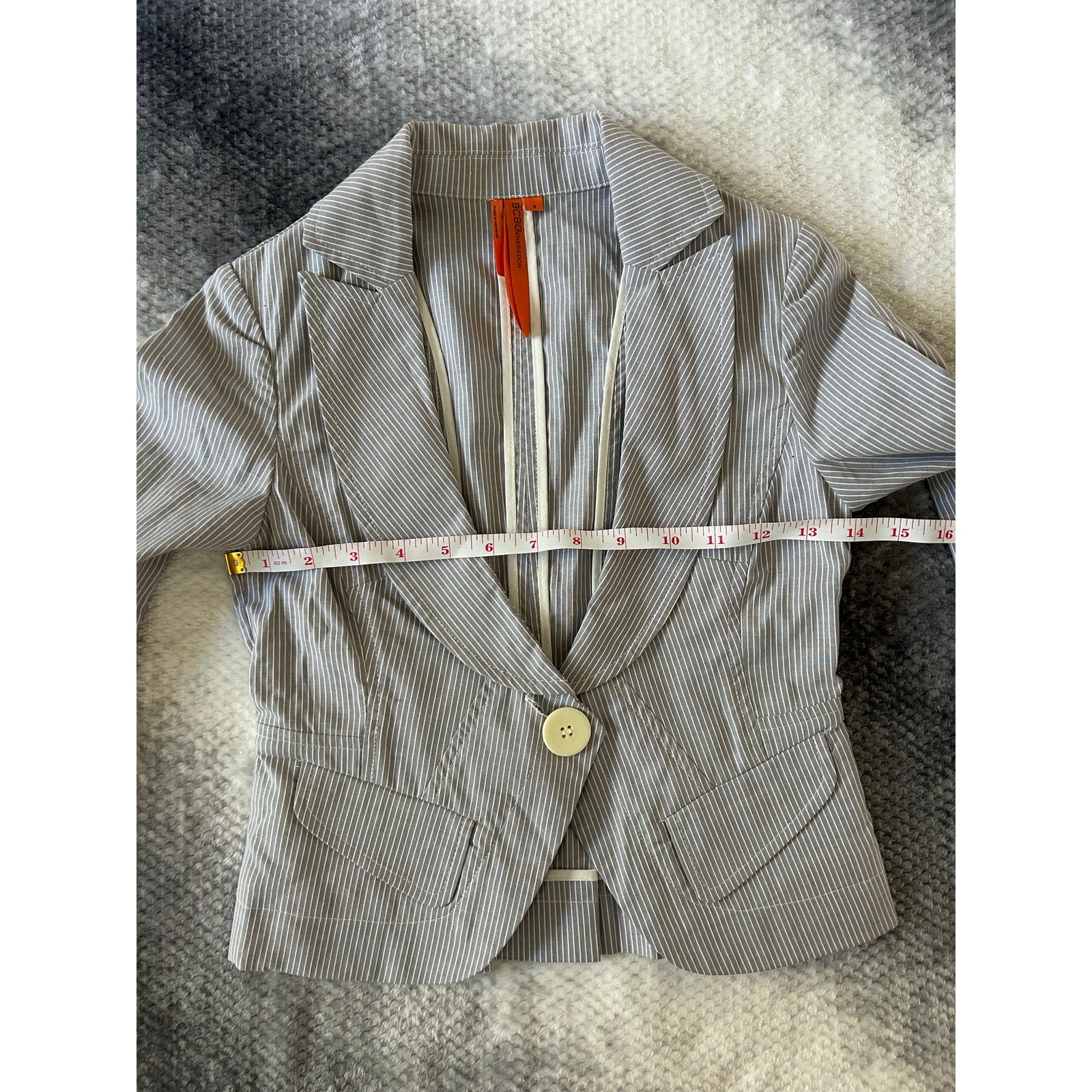 BCBGeneration Cropped One Button Gray Pinstripe Y… - image 6