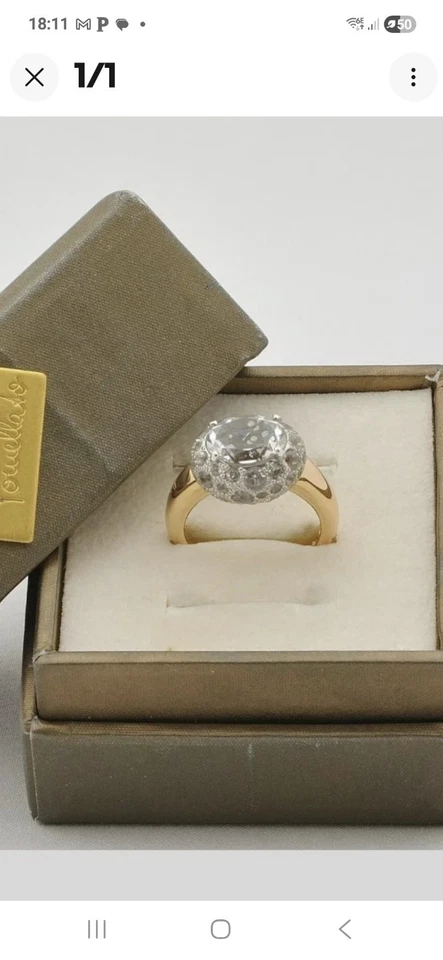 bague POMELLATO TABOU OR ROSE TOPAZE BLANCHE taille 55 - Photo 1/1