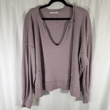 We The Free Sweater Women's Small Purple Waffled Long Sleeve Vneck Oversized