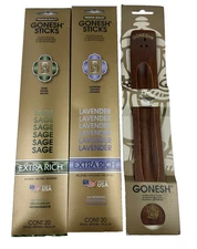GONESH Sticks & Burner Incense Extra Rich Sage + Lavender + Wood Holder