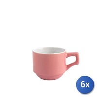 6X Kaffeetassen H&H Steinzeug Farbe Rosa Ohne Untertassen Ml80