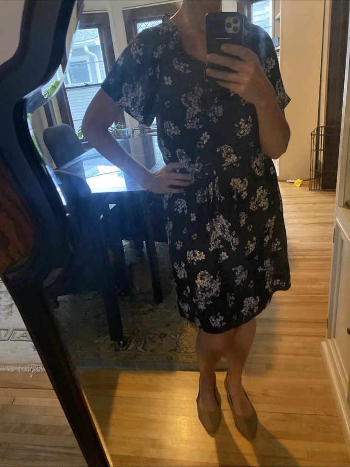 Rebecca Taylor Silk Embossed Floral Black Lightweight Button Tie Waist Dress - Изображение 2 из 4